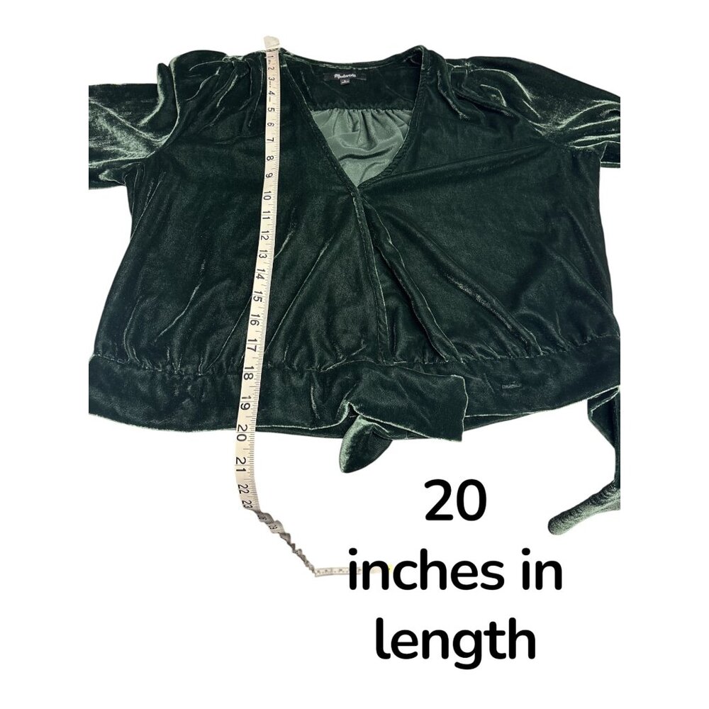 Madewell Women’s Dark Green Velvet Wrap Top & Wide-Leg Pants Set – Size S - Picture 11 of 14